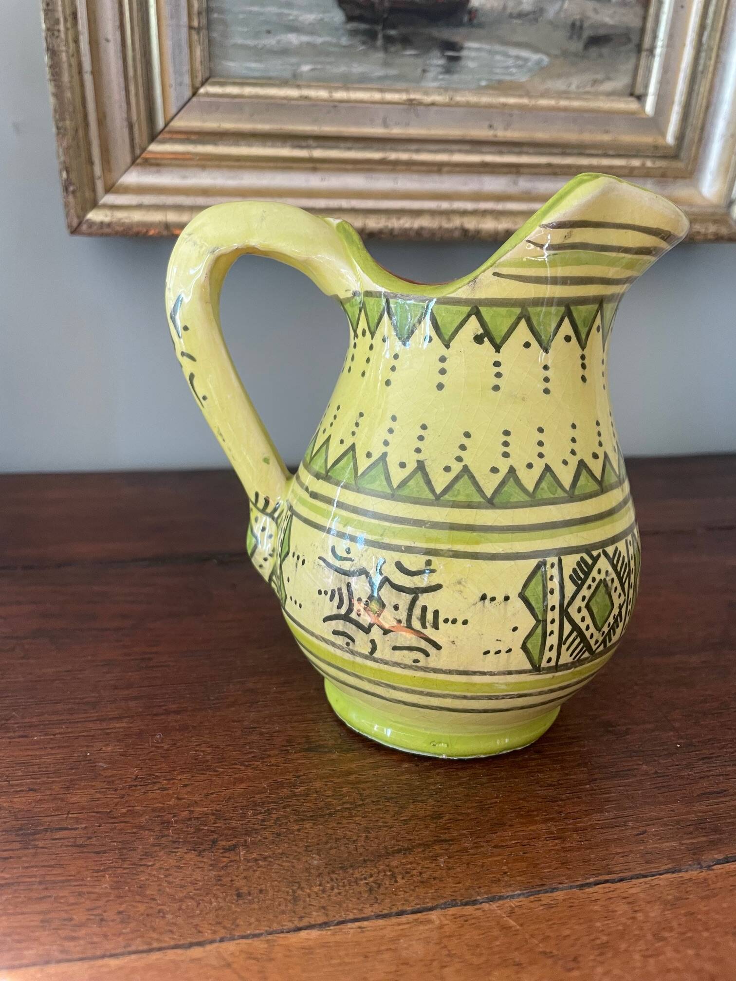 Safi pitcher handmade pottery Serghini Morocco signed