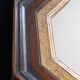 Octagonal renaissance mirror in oak and gold, 28 cm