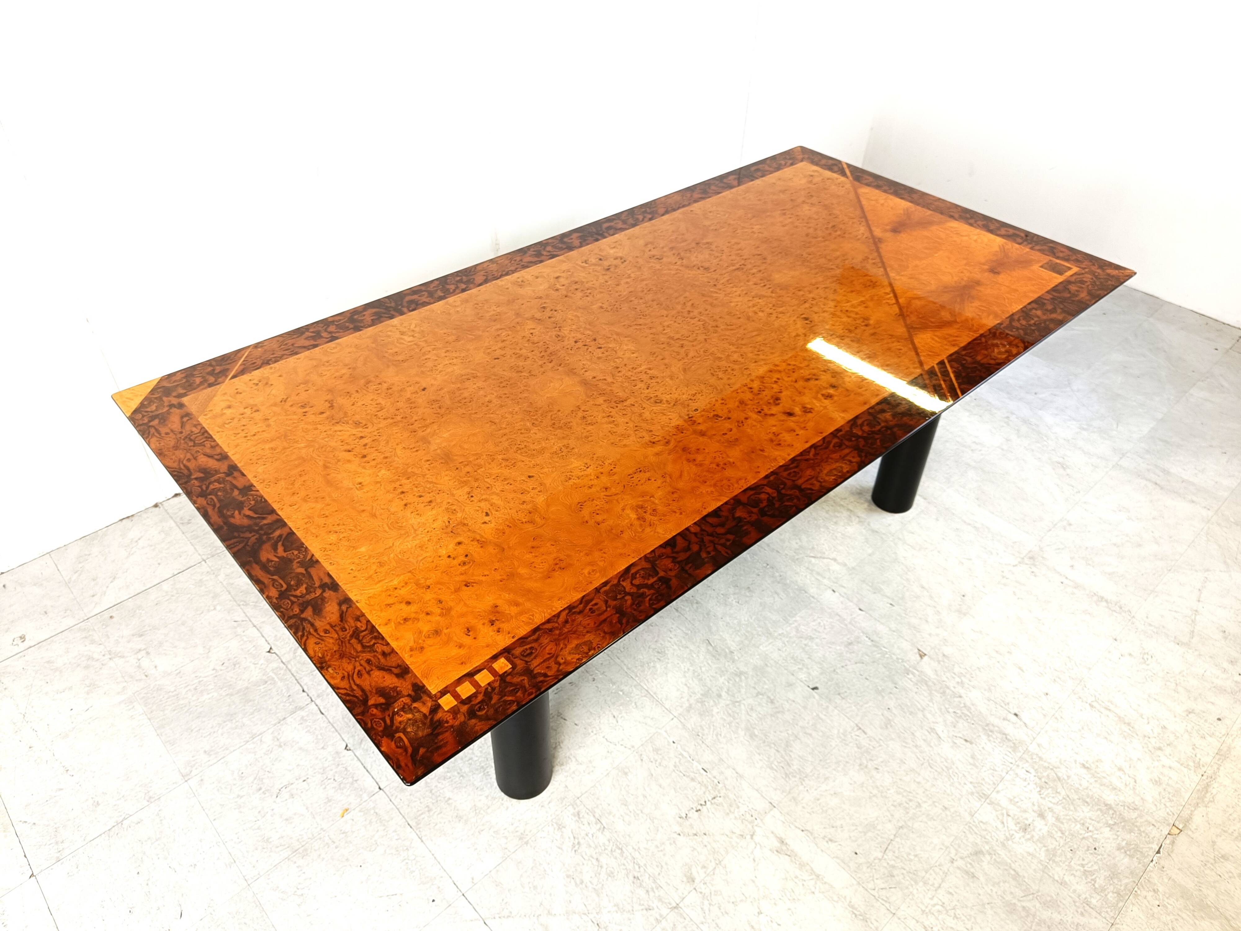 Oscar Dell Arredamento Italian Modern Burl Maple Dining Table by Miniforms