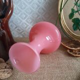 Pink opaline soliflore vase and vintage transparent foot