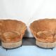 Set of two round velvet armchairs from 50s