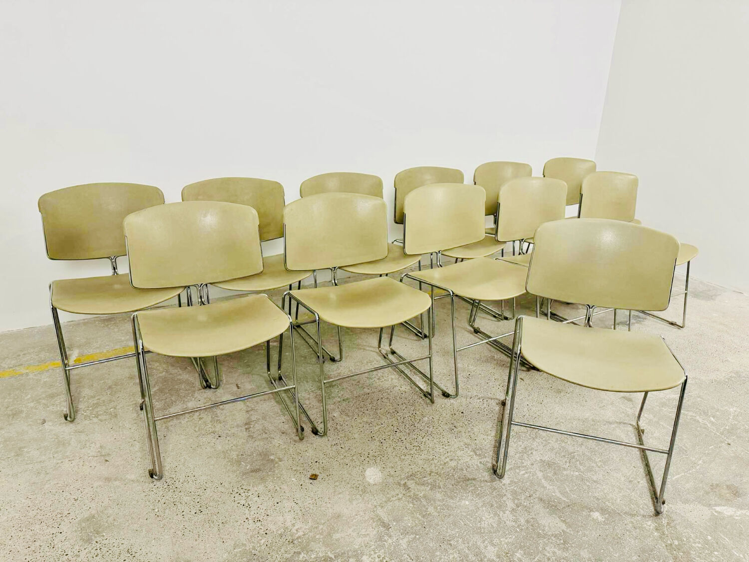 Set of 12 Max Stacker stackable chairs, 1970
