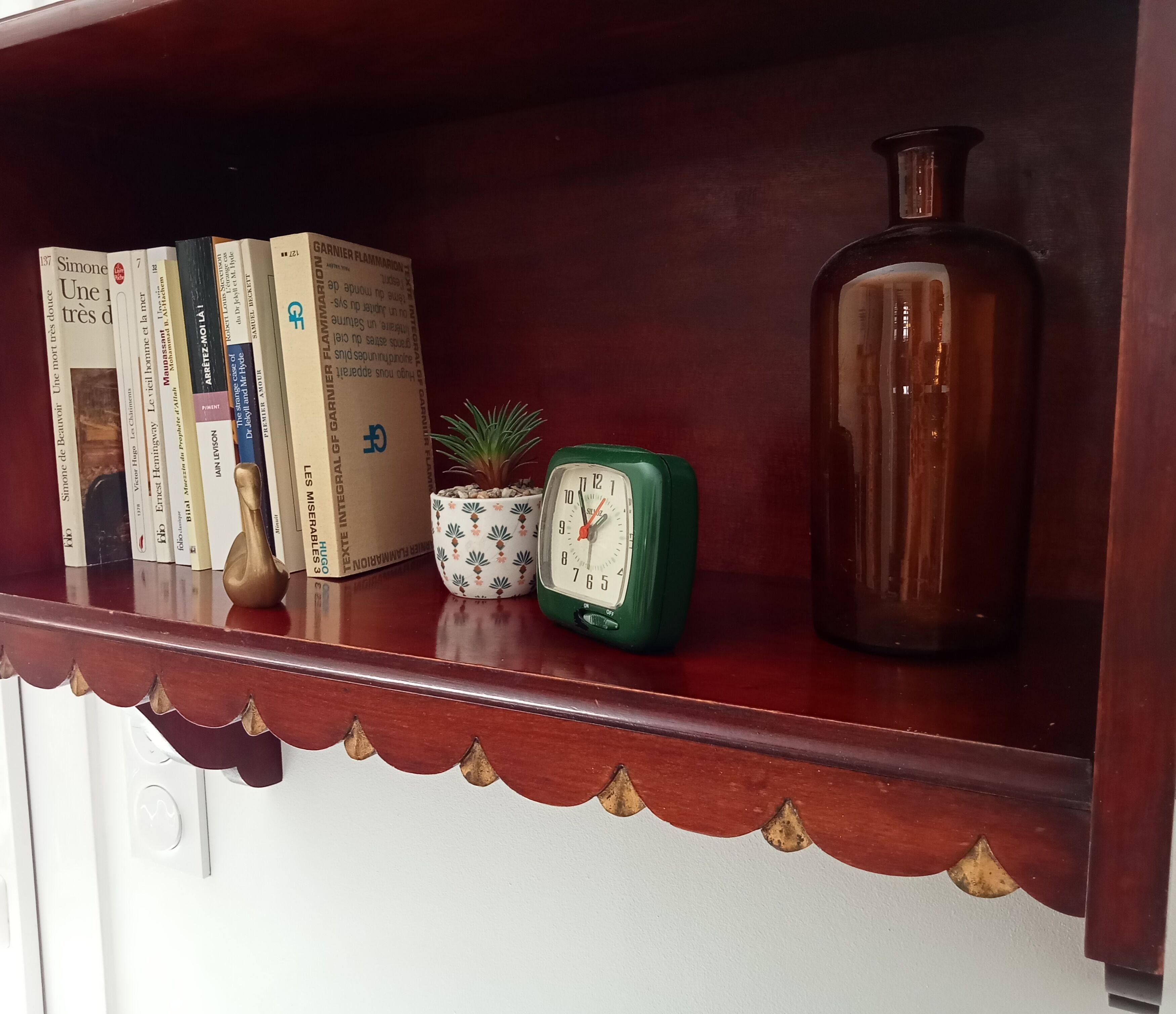 Vintage solid oak wall shelf