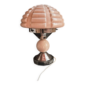 Antique Art Deco lamp in pink glass and chrome metal – Unusual and timeless