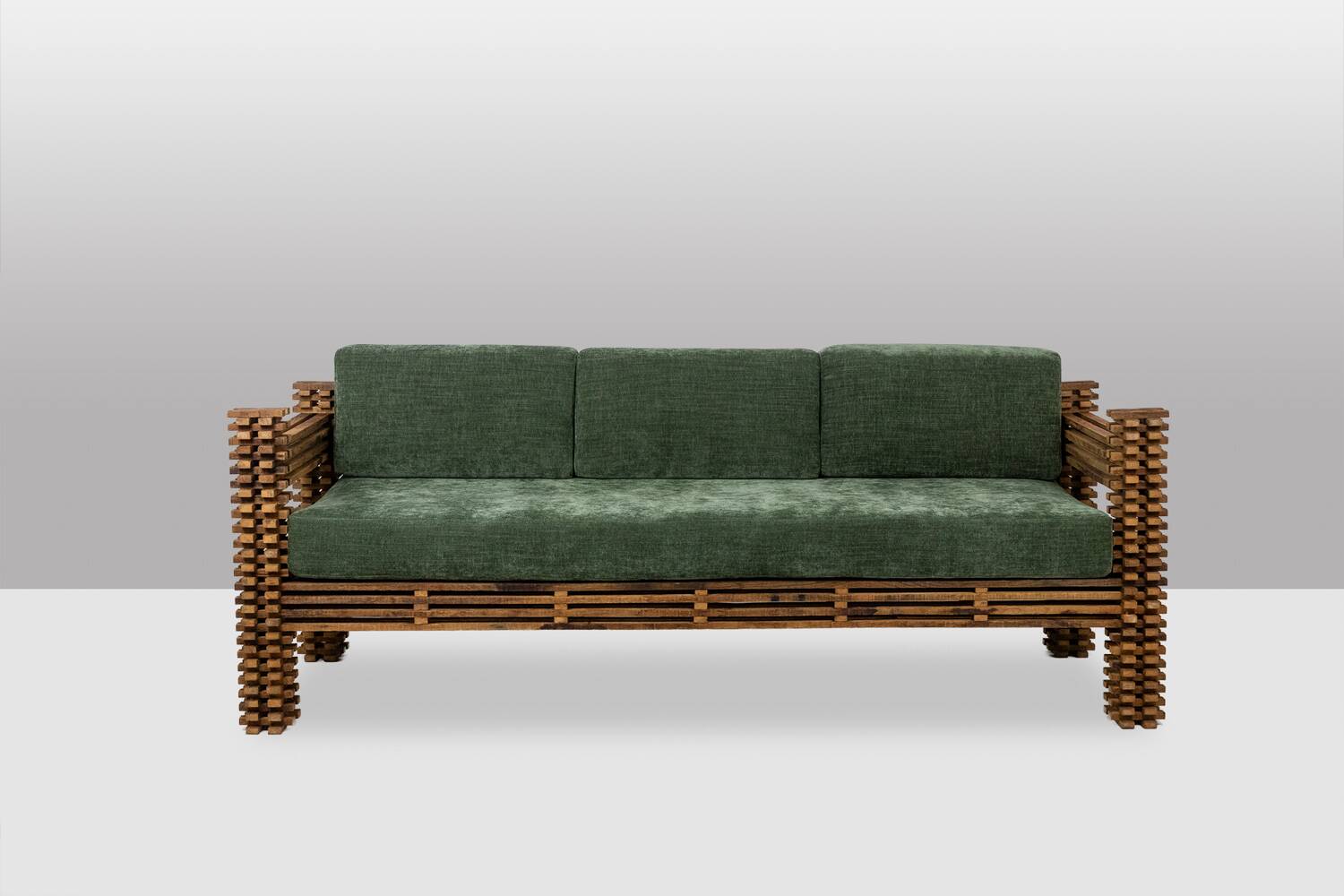 3-seater sofa or wall bench, “Kapla” model. 1960s.