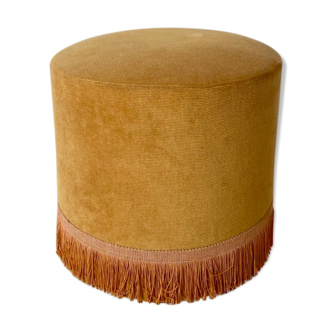 Mustard velvet pouf