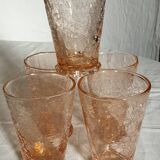 5 verres craquelés roses