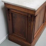 Antique French Pitch Pine & Marble Shop Counter Cabinet / Kitchen Island, 1
