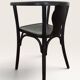 Curved black lacquered wooden armchair in Thonet style
