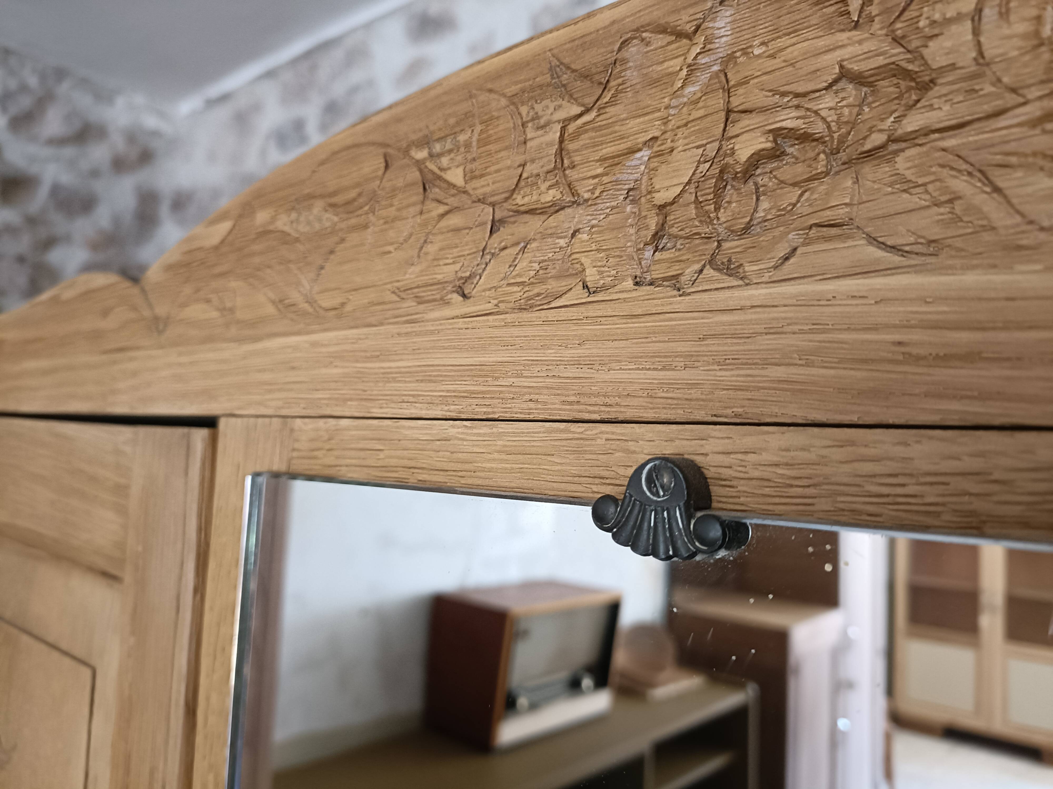 Renovated Art Deco oak wardrobe
