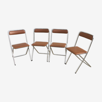 70s skai chrome folding chairs