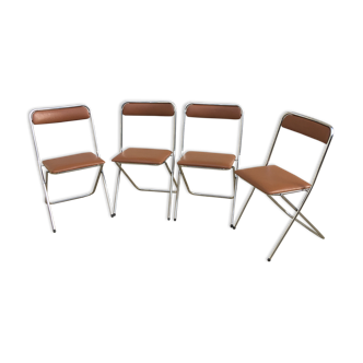 Chaises pliantes chromés en skai années 70
