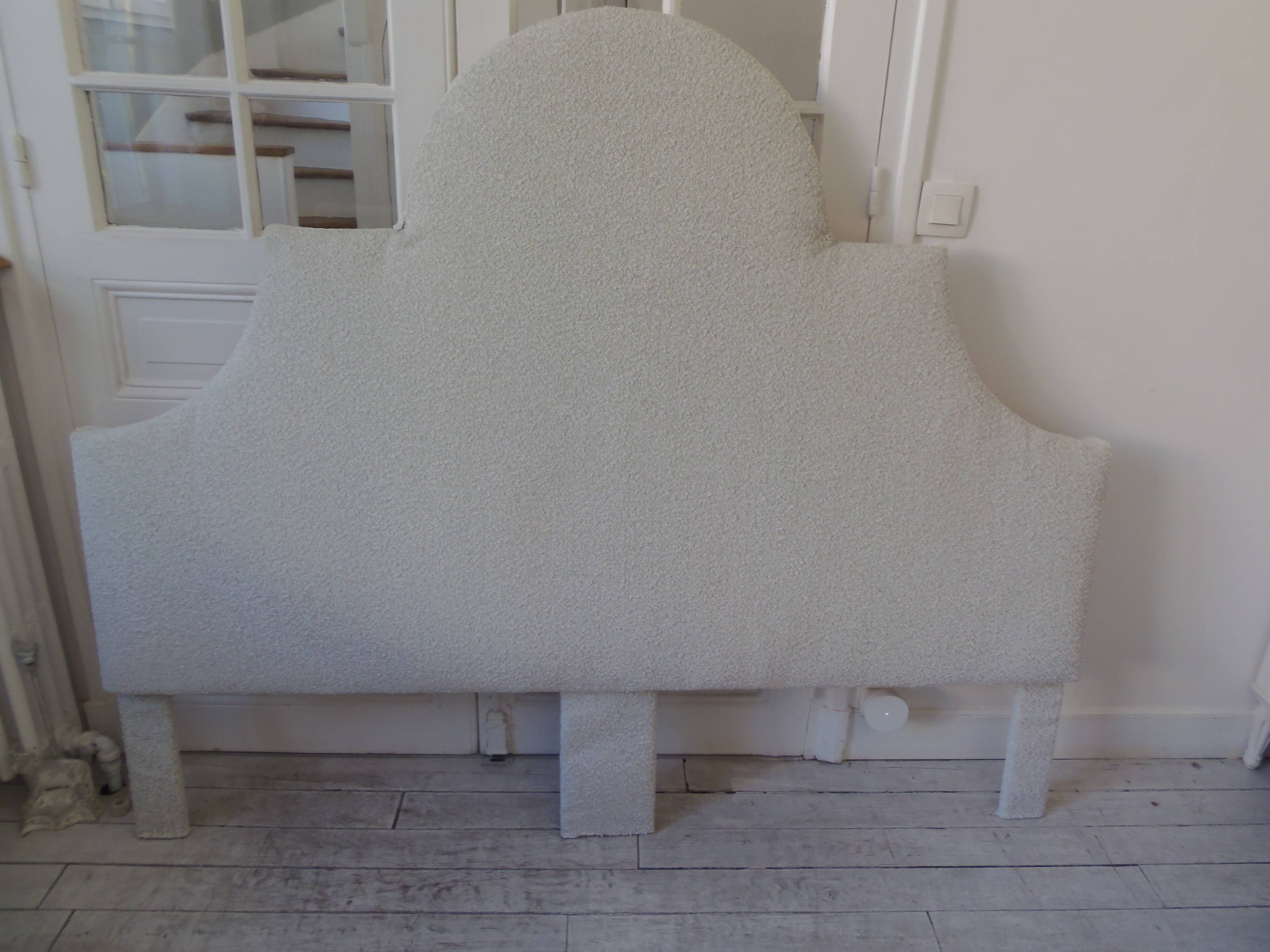 160 headboard upholstered in off-white bouclé fabric