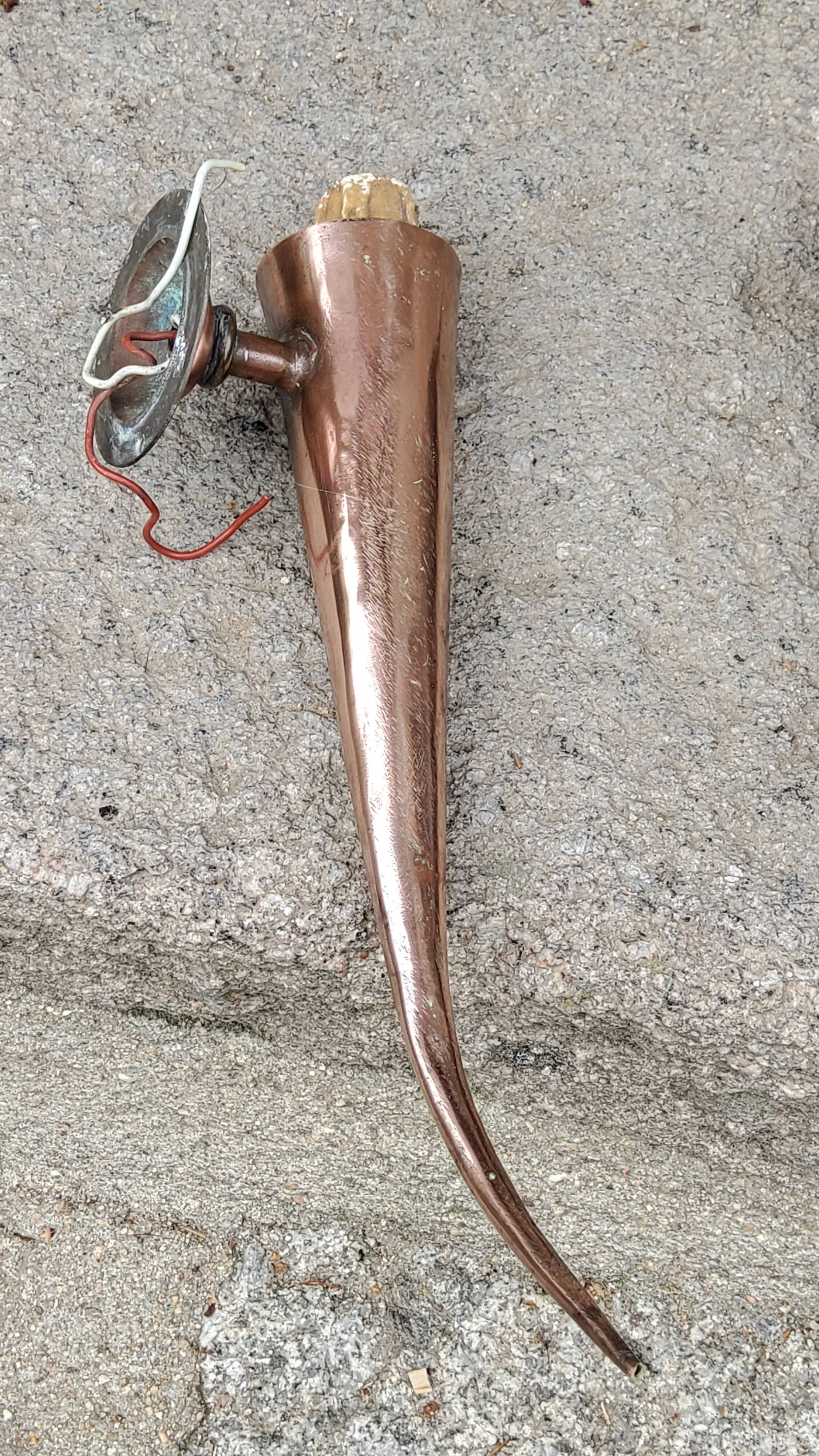 Pair of vintage 50s copper and metal wall lights