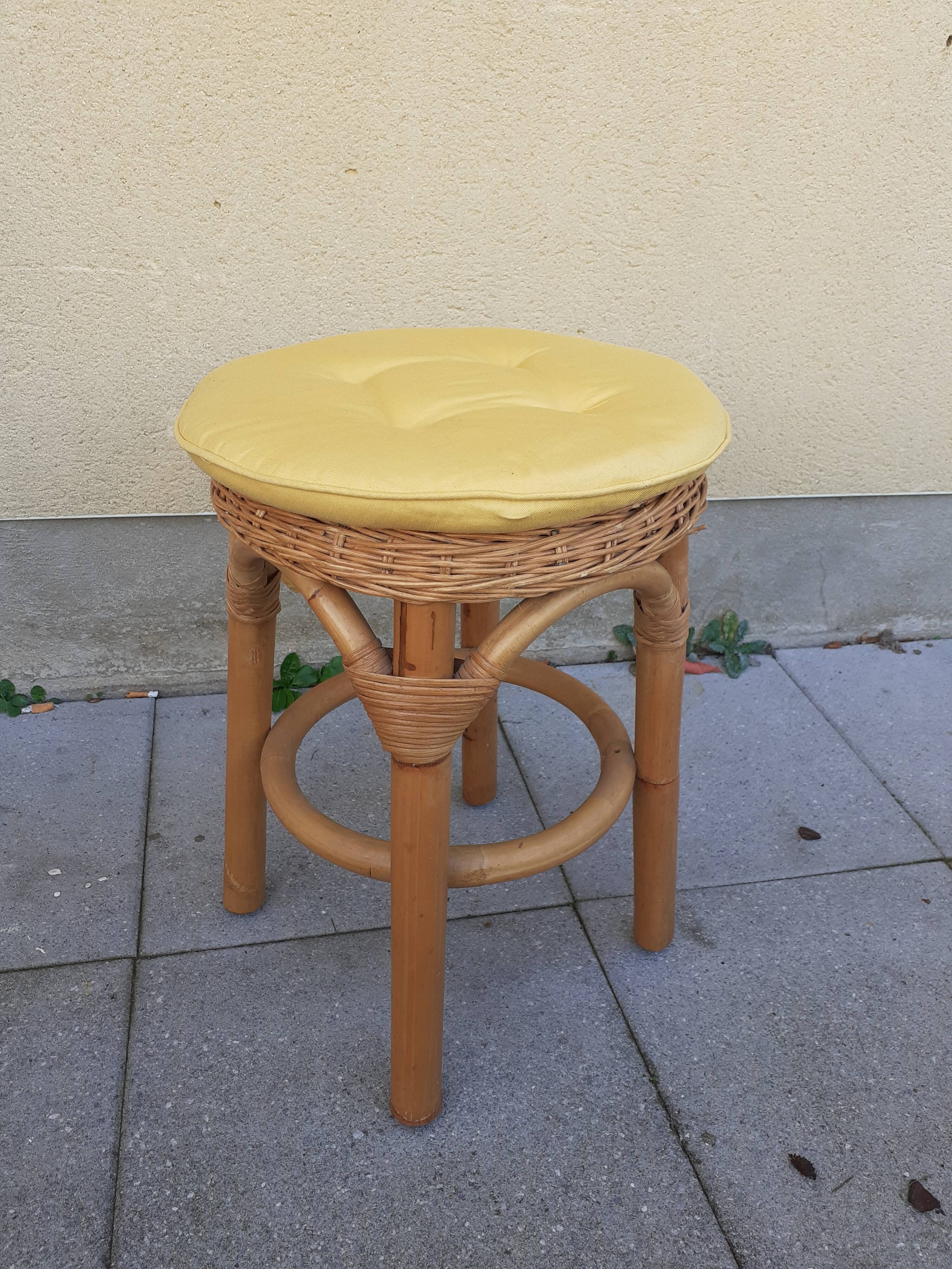 Rattan and wicker stool