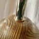 Large vintage lamp base in solid wood and chrome metal