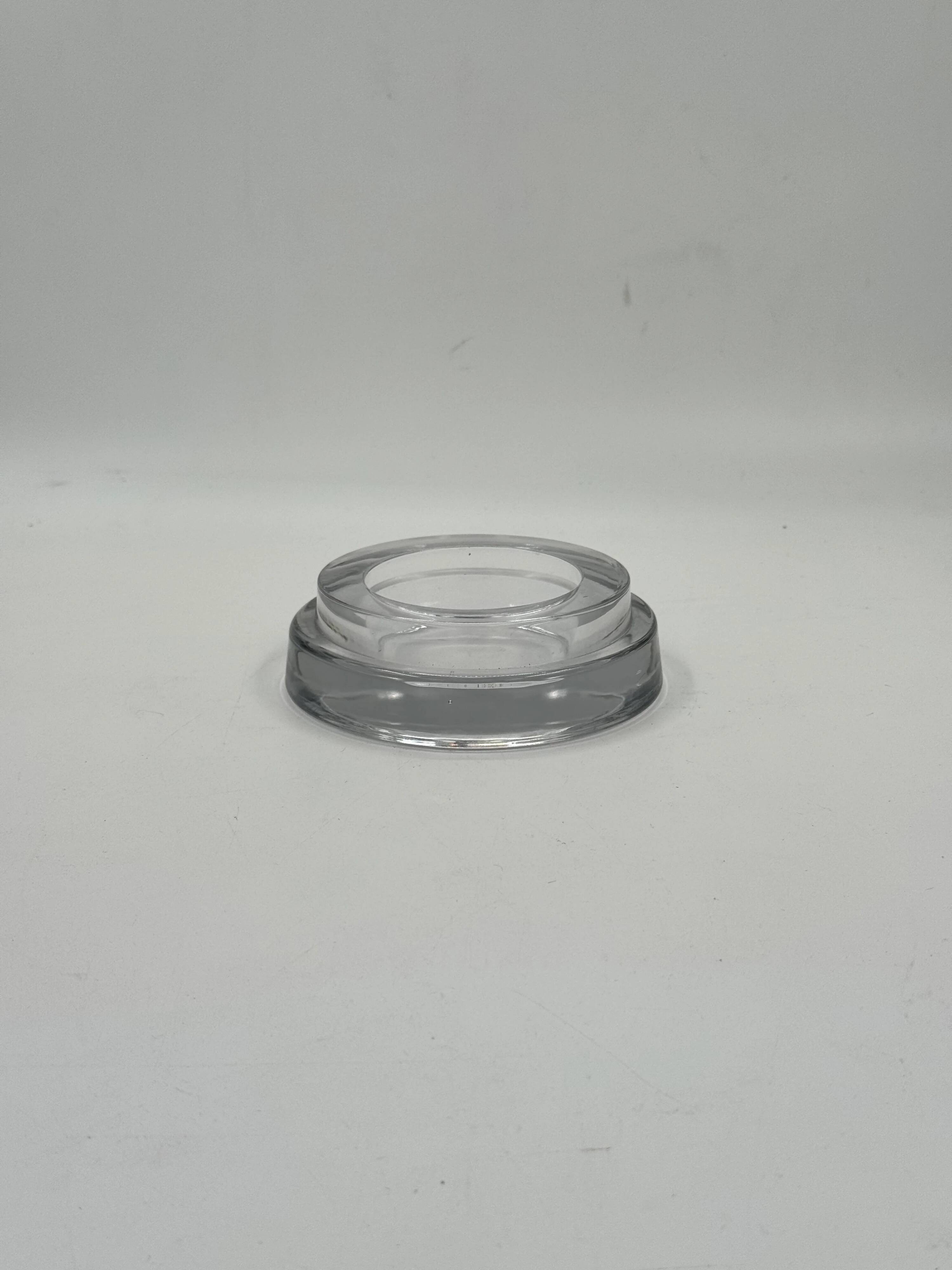 Vintage transparent glass catchall, stepped design.