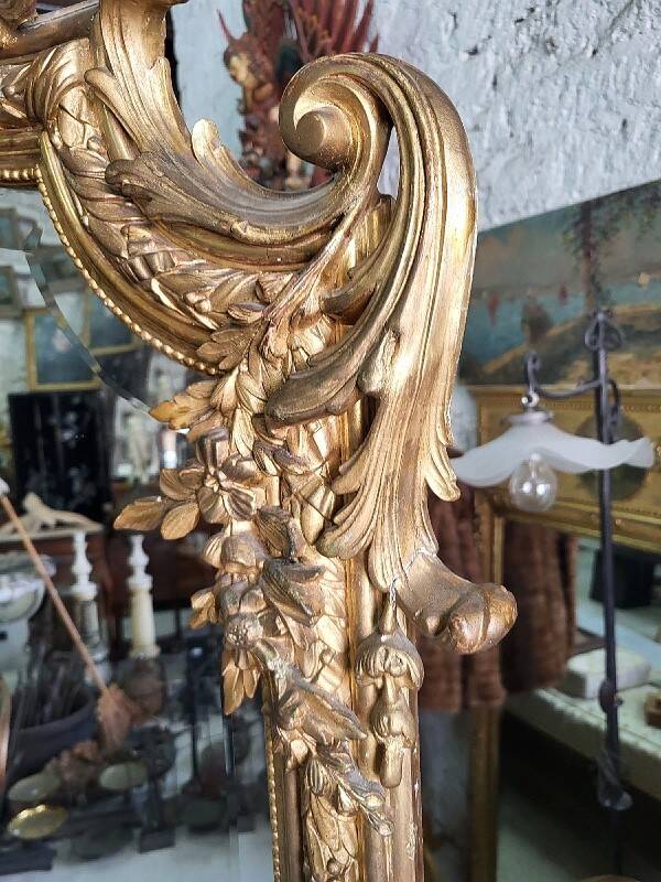 Large Louis XV gilded shell mirror from the 19th century