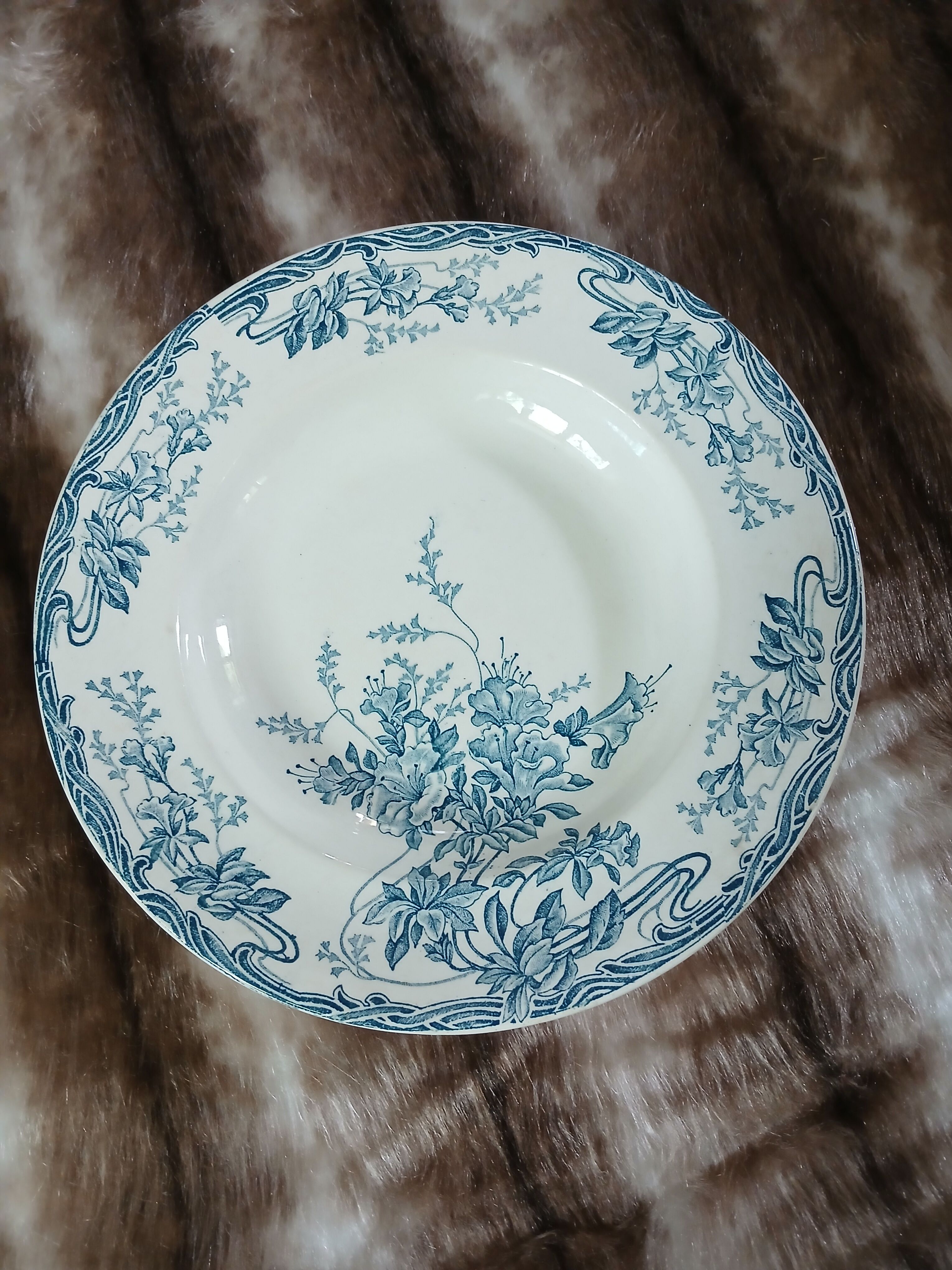 6 mismatched vintage deep plates in ironstone