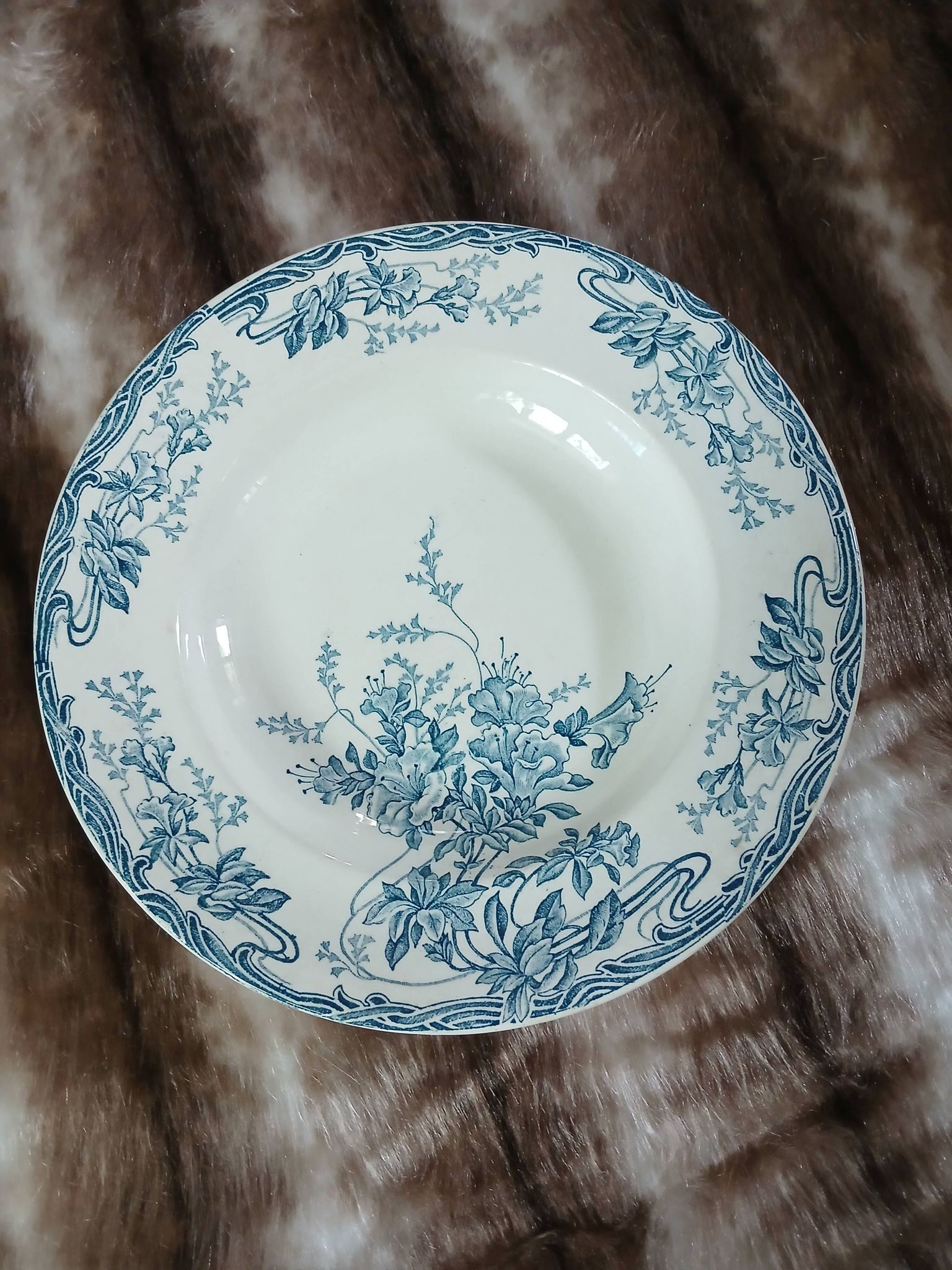 6 mismatched vintage deep plates in ironstone