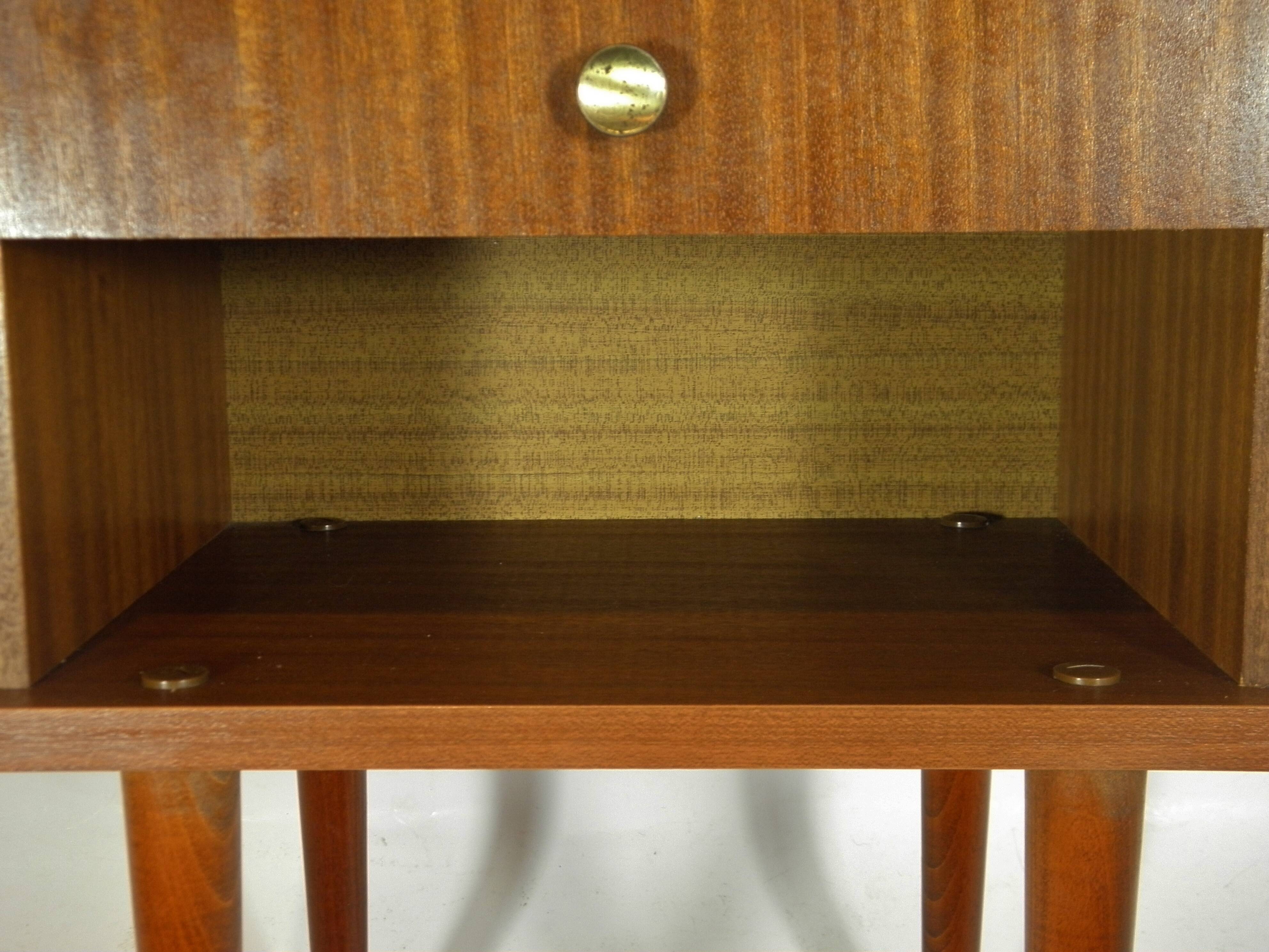 1960s bedside table with tapered legs