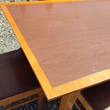 Formica teak table + 10 vintage Scandinavian style chairs