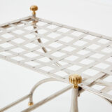 Brass jacquard steel curule bench from Maison Jansen circa 1960
