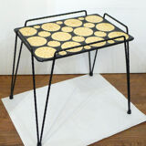 Mosaic and wrought iron side table, compass feet