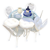 Garden furniture in white wrought iron and beveled glass early twentieth century