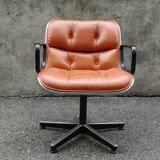 Leather swivel armchair by Charles Pollock 1970