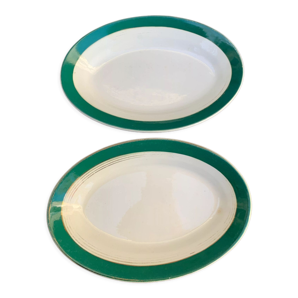 Lot de deux plats de service Digoin et Sarreguemines faïence