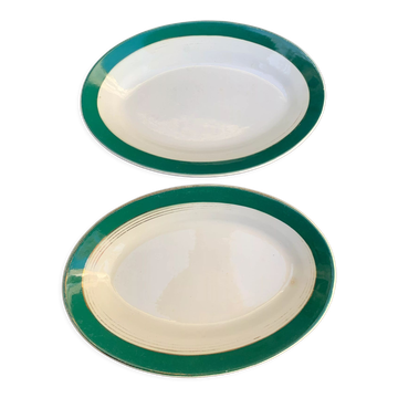 Lot de deux plats de service Digoin et Sarreguemines faïence