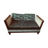 Old almond green velvet bench