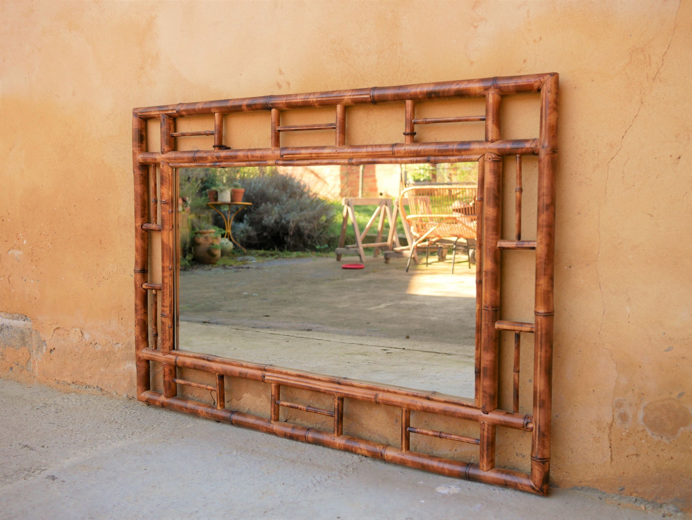 Vintage bamboo mirror