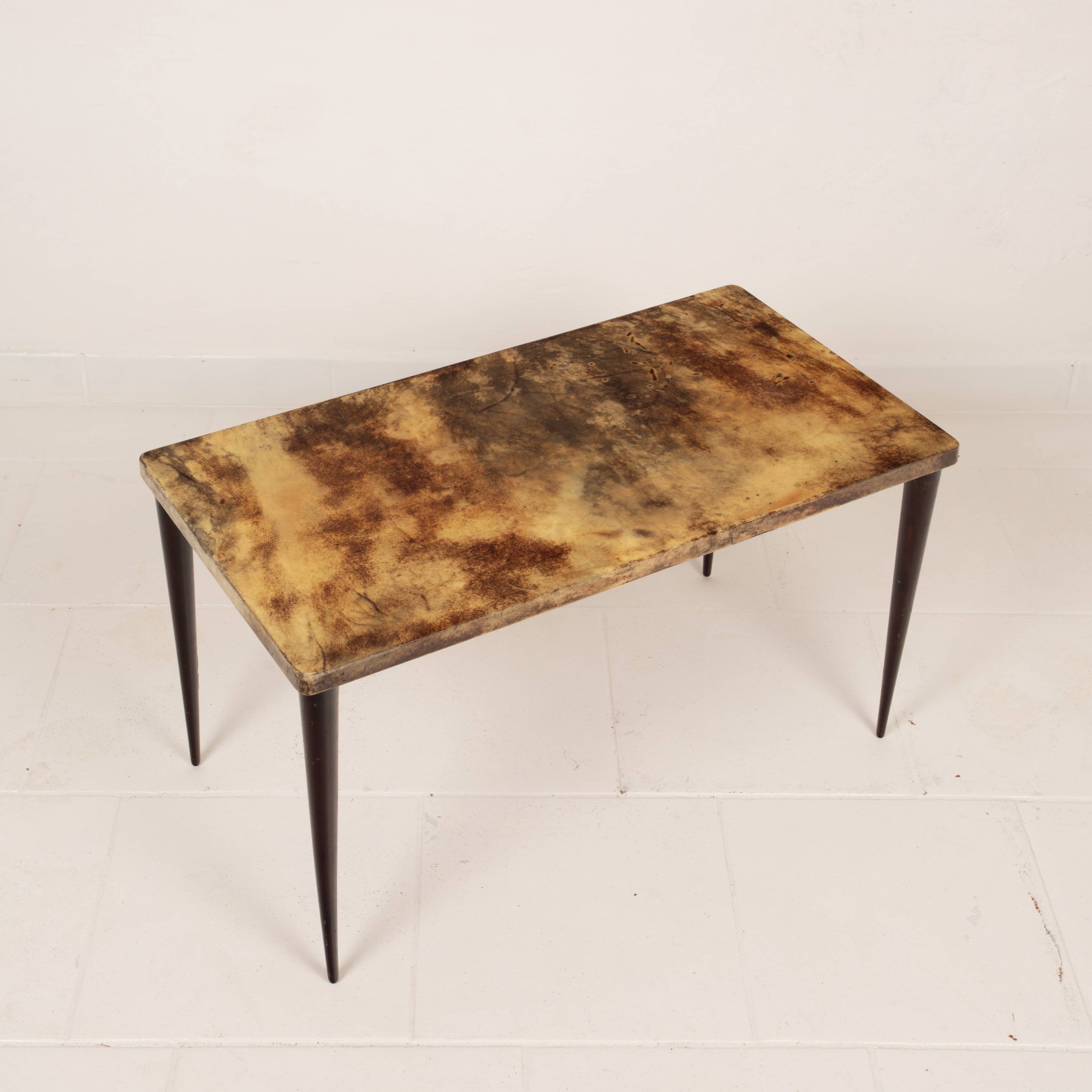 Rectangular parchment low coffee table by Aldo Tura 1950