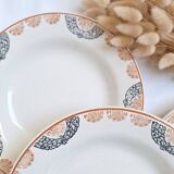 HBCM Pauline pattern soup plates, orange and black
