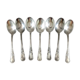 Set of 7 tablespoons in flowered silver metal with punch