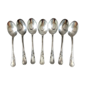 Set of 7 tablespoons in flowered silver metal with punch