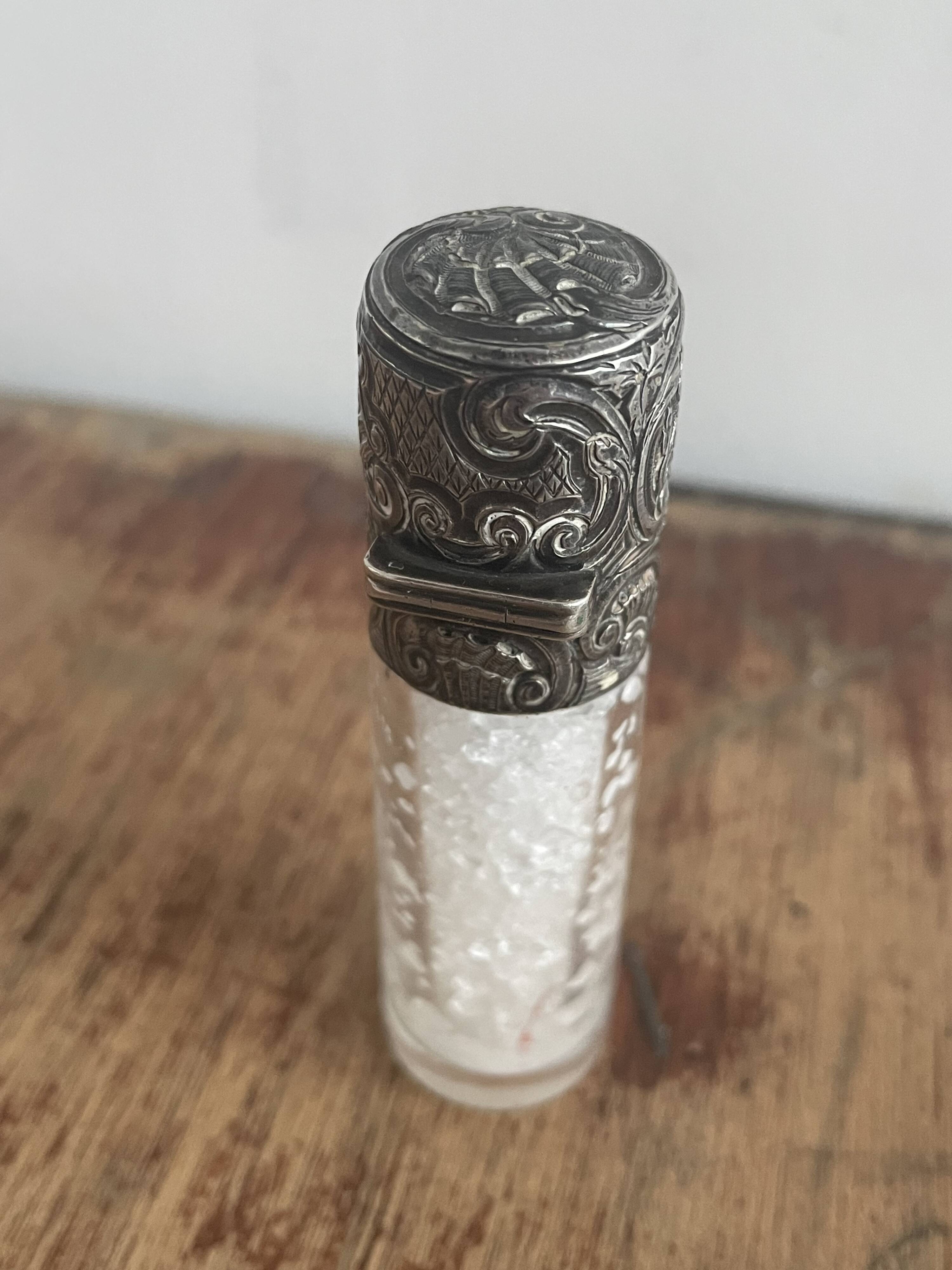 Salt bottle, cut glass, silver metal, Napoleon III, 19th century, object of curiosity, decor