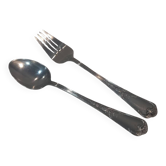 Fourchette et cuillère à ragout métal argenté orfèvre Ercuis LXV 29