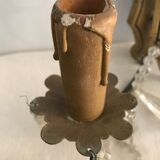 Pair of bronze wall light  with 1950 glass stamps