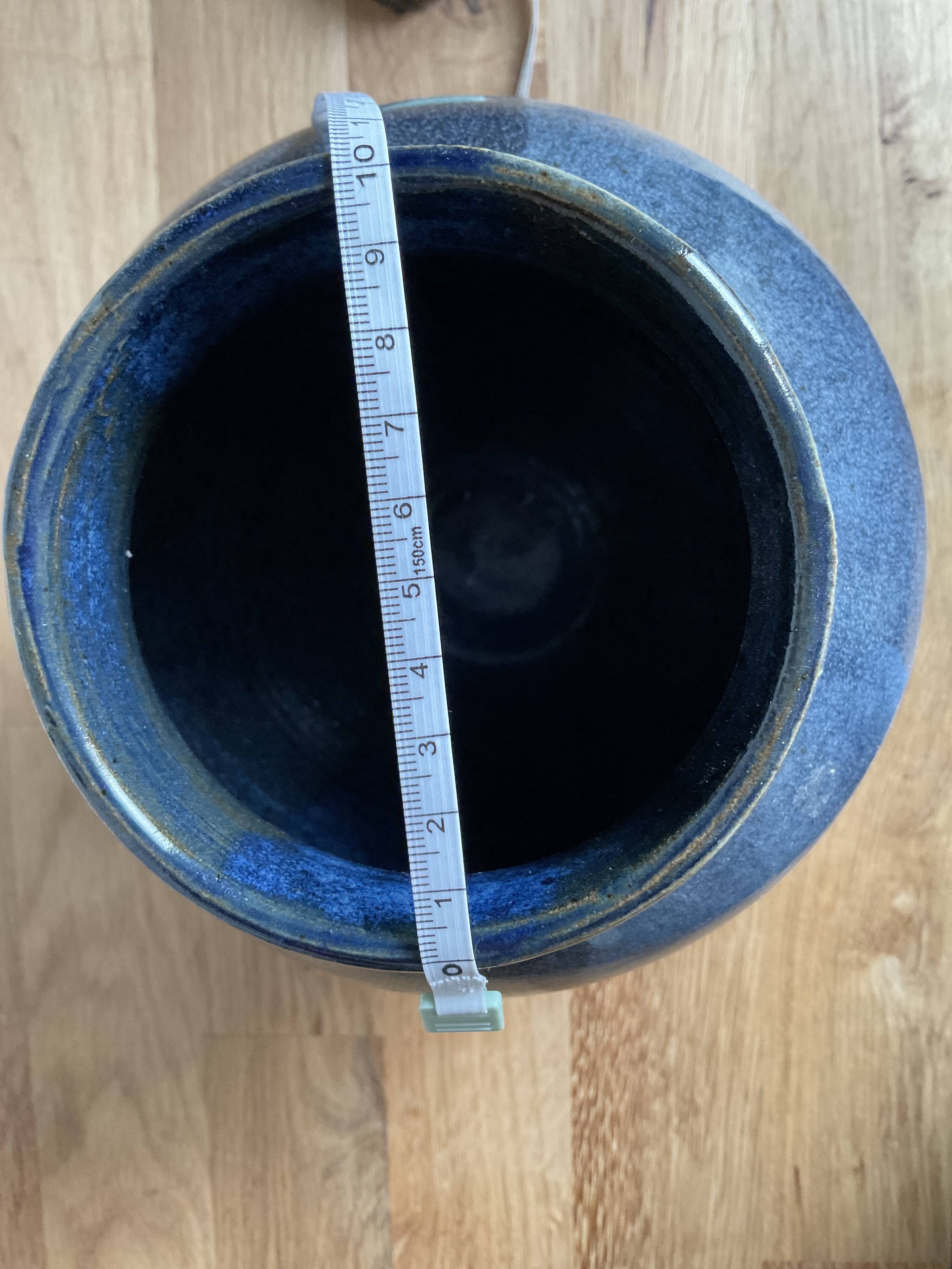 Thick blue ceramic vase