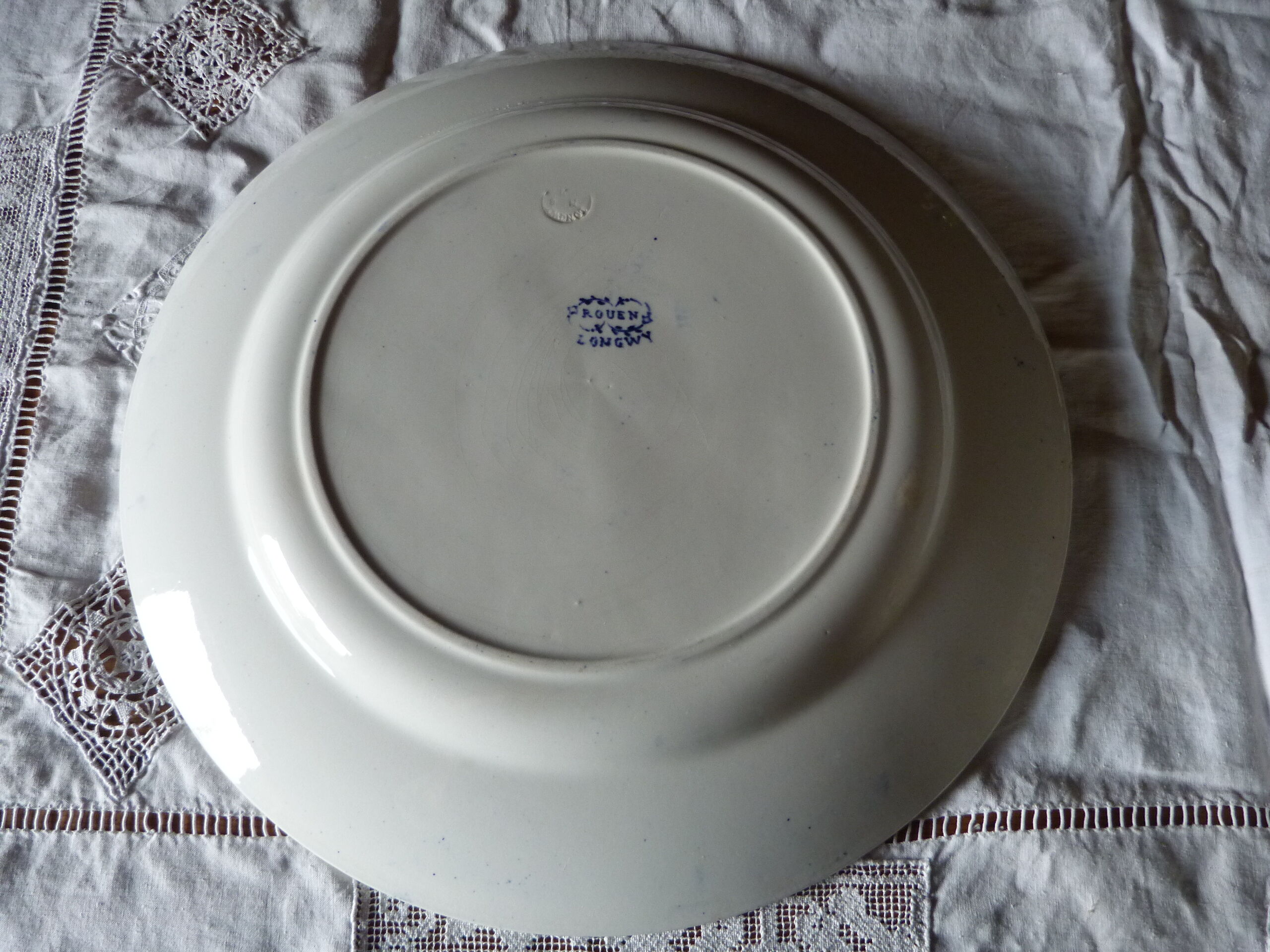 Large round ceramic dish Longwy model Rouen