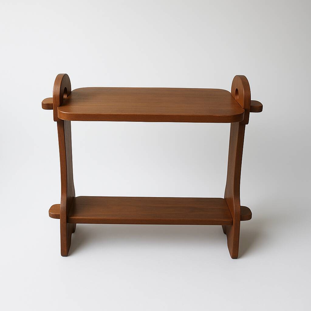 Brutalist side table in exotic wood, 50s.