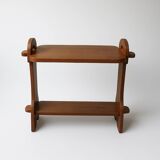 Table d’appoint brutaliste en bois exotique, 50’s.