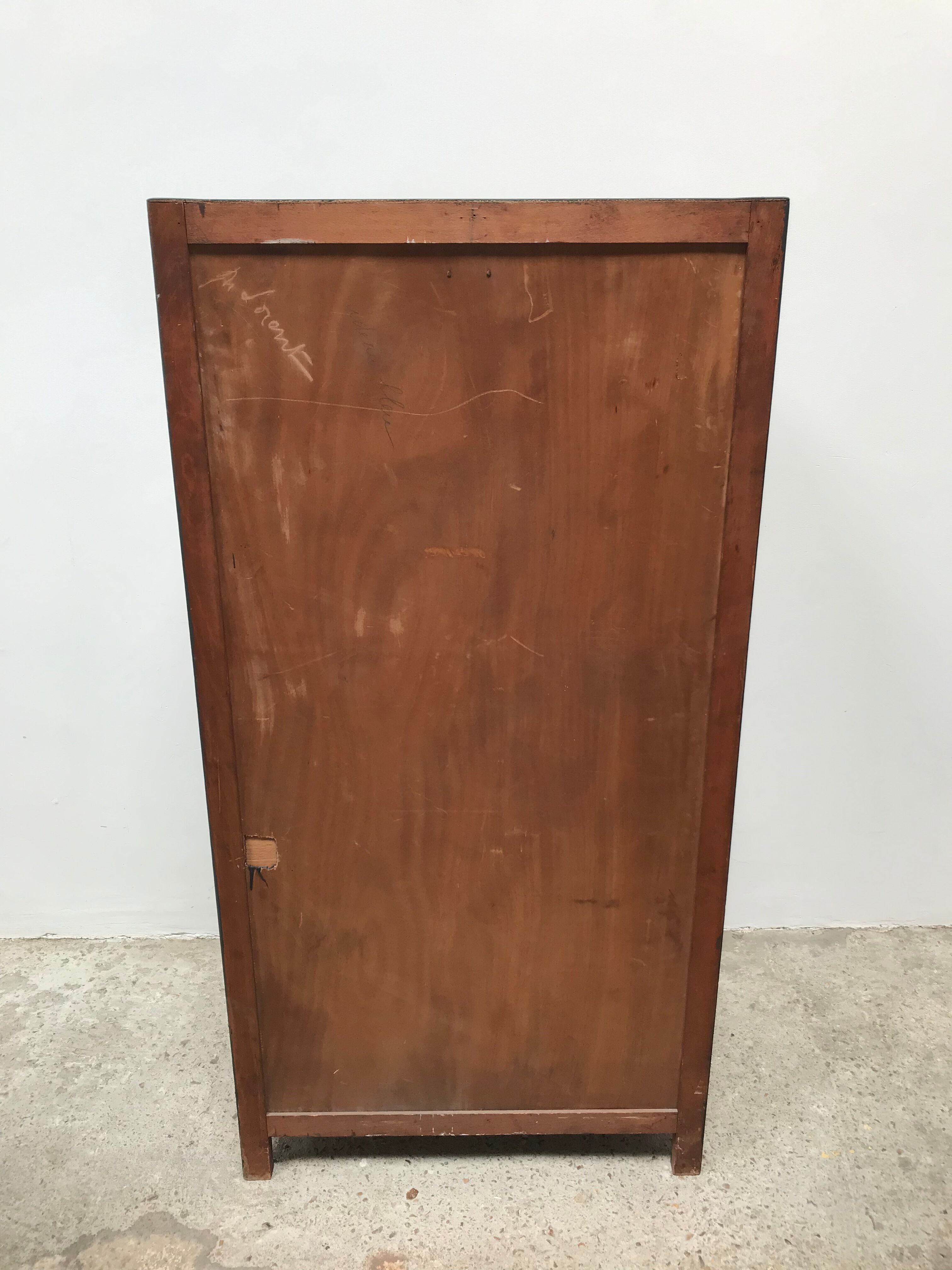 Matte 1930s black glass cabinet