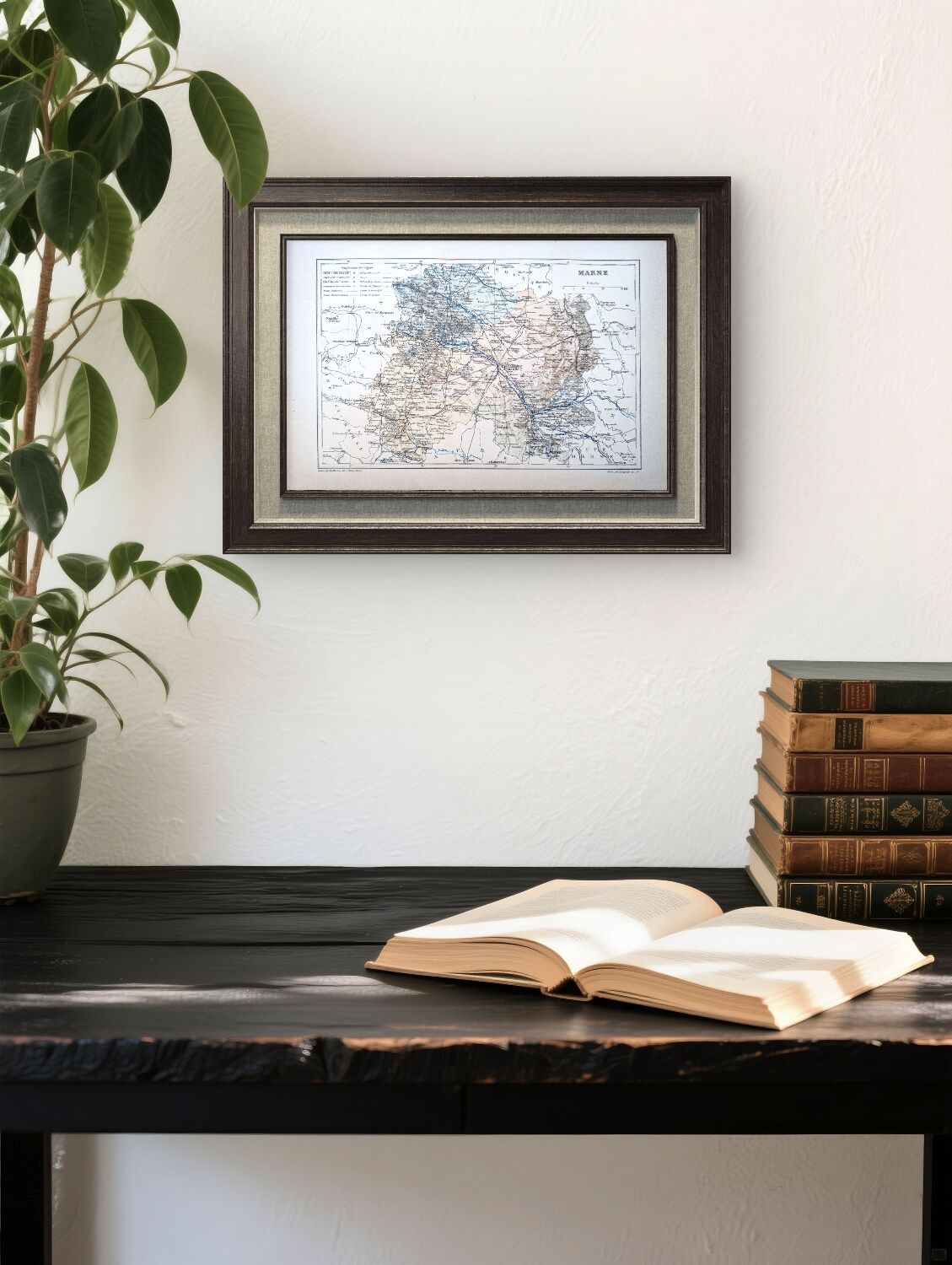 Map of the Marne, 1889. Authentic Vintage.