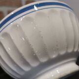 Old white bowl with blue edging Stamped Trèfle 50'S