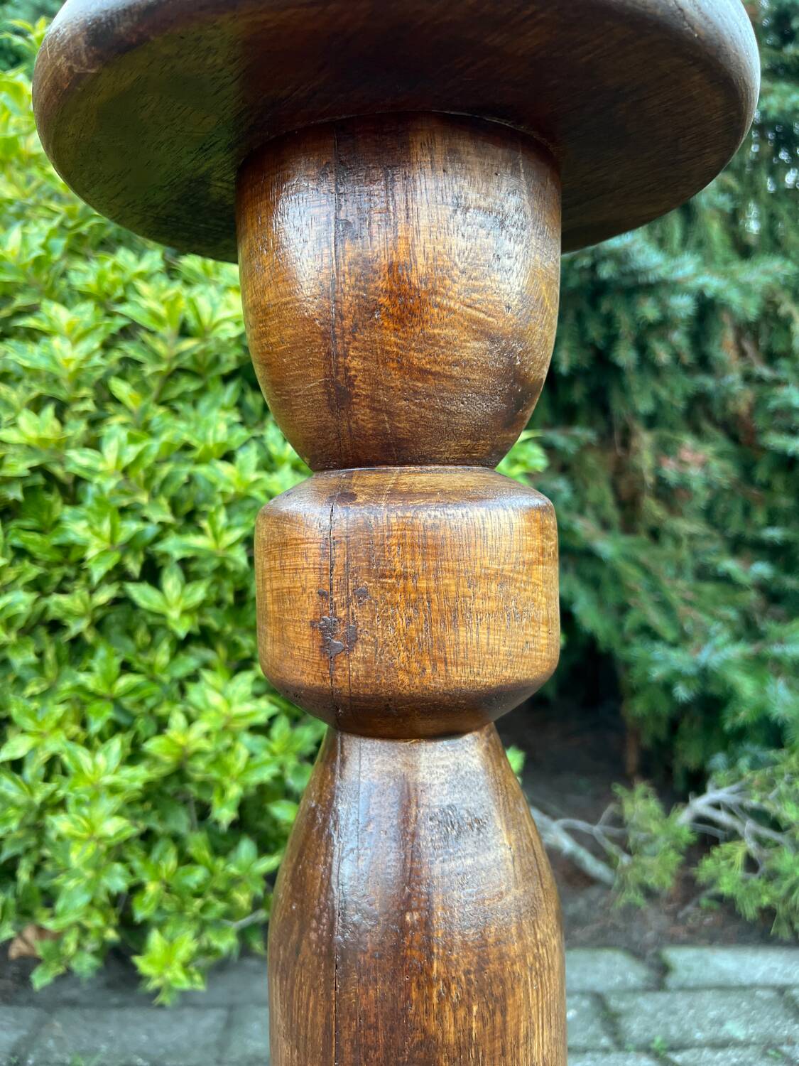 Vintage Wooden Plant Table, Tall Pedestal Side Table, Farmhouse Interior Style, Mid Century Furniture