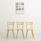 Set of 3 bistro chairs, entirely sandblasted